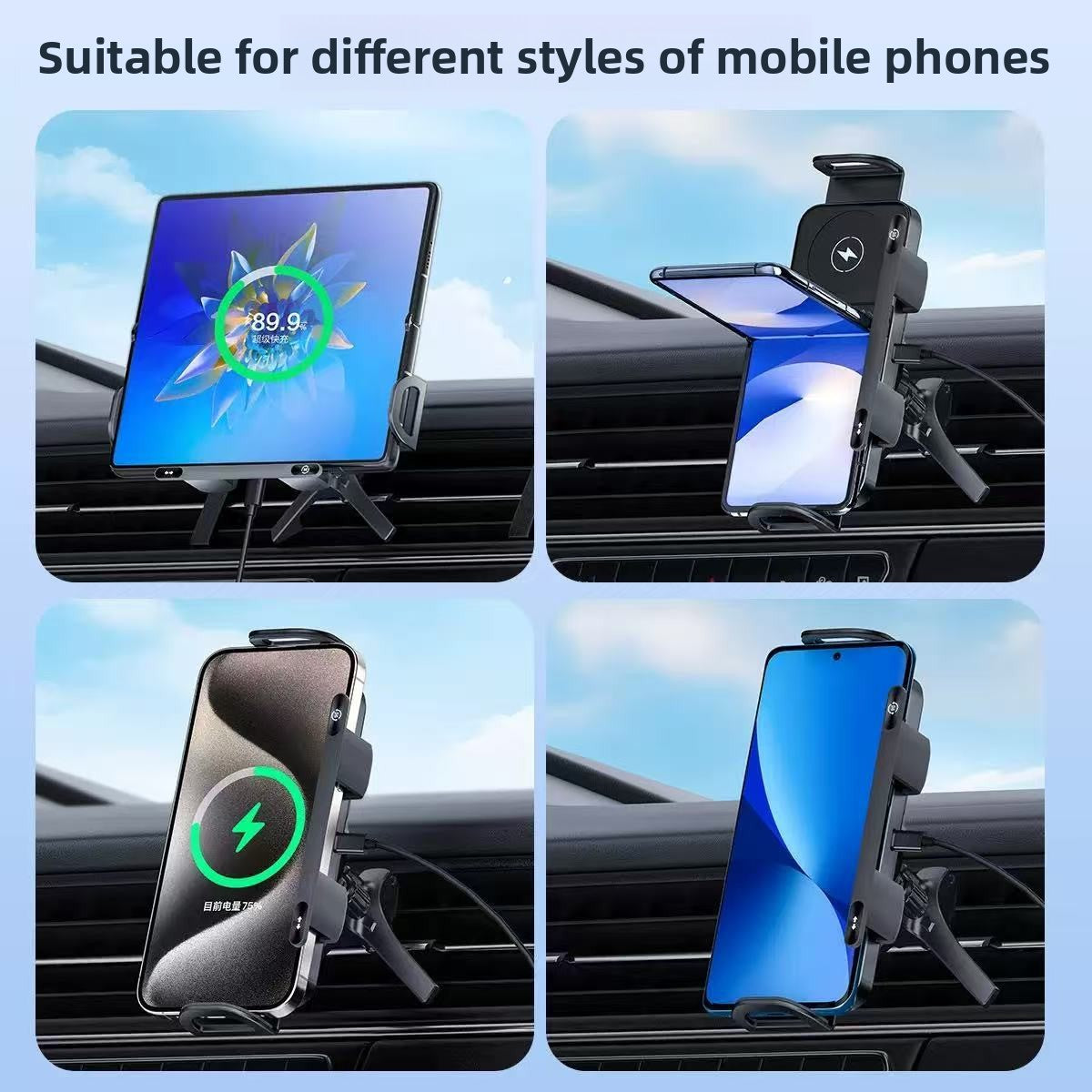 Dual Motor Wireless Car Phone Holder with 360 Rotation