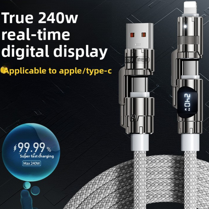 240W Fast Charging Cable with Power Display