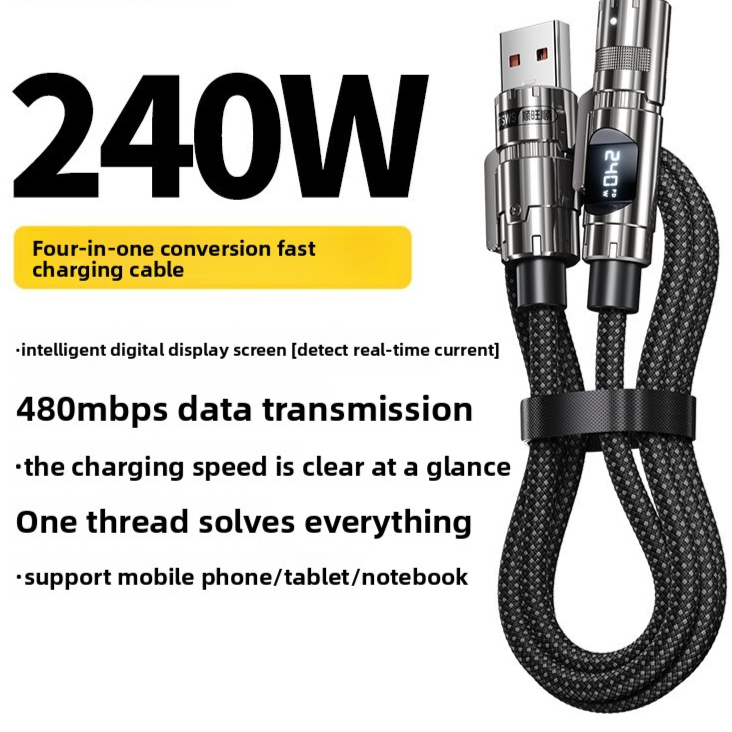 240W Fast Charging Cable with Power Display