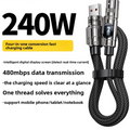 240W Fast Charging Cable with Power Display